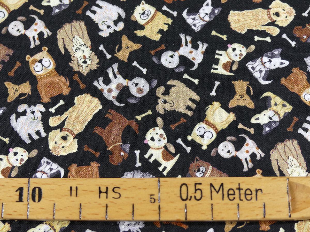 mini Hunde Patchworkstoff Detailansicht mit Maß